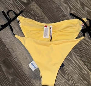 Tommy Hilfiger Bikini Bottoms Size Large New Tags Yellow Lemon Side Tie Tommy - Picture 1 of 9