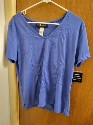 Camisa Top Blusa Sag Harbor Para Mujer Mediana M Azul Lentejuelas Nueva Con Etiquetas Aberturas Foto 1 de 4