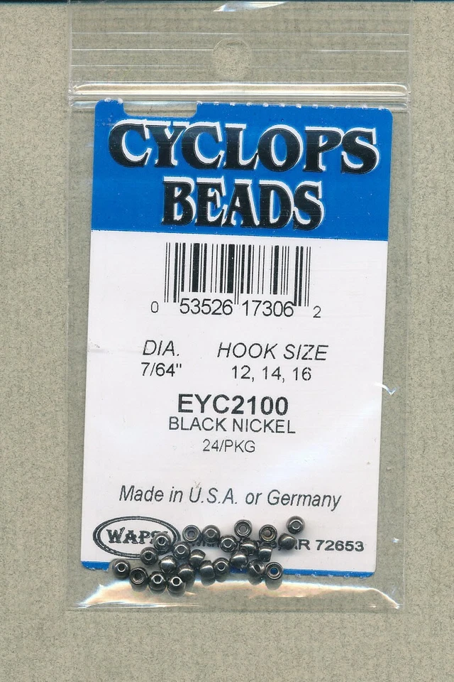 Cyclops Beads - black nickel - dia 7/64 - hook size 12, 14, 16 EYC2100 - Image 1 of 1