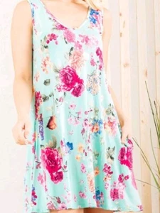 Heimish USA Tunic Dress size 2x Soft Bright Lace Floral Pullover pockets Events - Picture 1 of 9