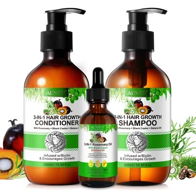 Hair Care Set Shampoo Conditioner Hair Oil with Biotin Rosemary Castor Batana - Image 1 of 4