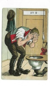 RARO DE COLECCIÓN NEDERLAND AMSTERDAM NO 571 HOMBRE LAVÁNDOSE LA CARA EN POSTAL TOYLET - Imagen 1 de 2