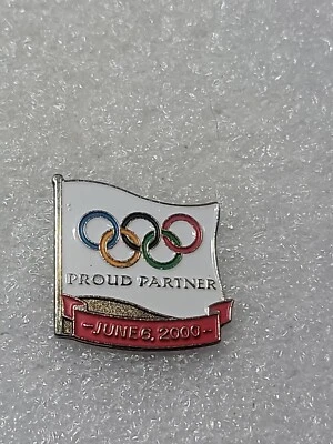 2000 Sydney Olympics Proud Partner Colorful Rings Games Hat Lapel Pin Aminco - Image 1 of 4
