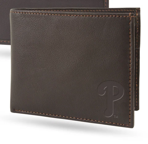 Philadelphia Phillies Baseball Wallet Lic. MLB BI-Fold Leather Billfold  RFID Cover