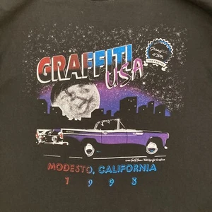 Vintage Graffiti USA 1993 Modesto Ca XL Black The Cruise T-Shirt Thunderbird. U - Picture 1 of 6