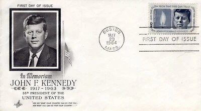 US #1246 May 29 1964 John Kennedy FDC Boston Massachusetts ArtCraft ST3298 - Image 1 of 3
