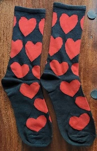 GIRLS/LADIES BIG HEARTS PATTERN ANKLE SOCKS *1 PAIR *ONE SIZE *FASHION *NEW - Picture 1 of 4