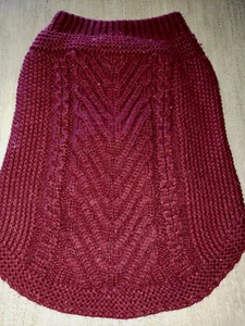 handgefertigter WINTERSTRICK BURGUNDER HUNDEPULLOVER MÄNNLICH WEIBLICH WELPE WARM! 18 ZOLL LANG - Bild 1 von 2
