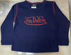 Von Dutch NEU Kleinkind Kinder Größe 4T blau rot gerippt langärmeliges T-Shirt 90er Jahre Y2K