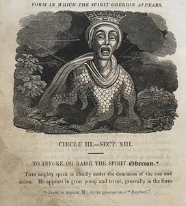 CONJURING SPIRIT OBERION - OCCULT MAGICK ENGRAVING (Raphael's ASTROLOGER) - 1825 - Picture 1 of 4