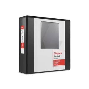 Staples Standard 3" 3-Ring View Binder Black (26449-CC) 82641 - Picture 1 of 6