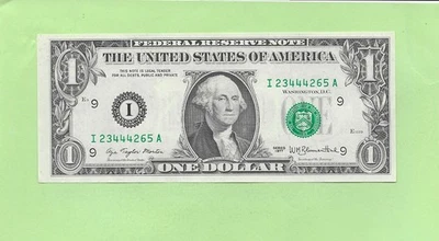 1977 ..UNCIRC $1  I 2344 4265 A  .... 1977  $1  I-A    NICE NOTE        FRN - Image 1 of 2