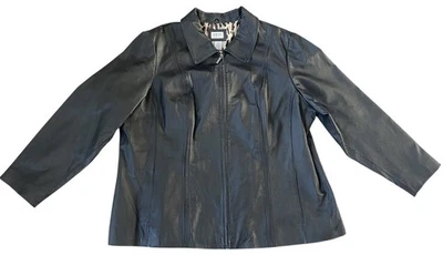 GEORGE женщин плюс черный кожаный пальто короткая молния куртка / 3 X (22w/24w) - Изображение 1 из 4