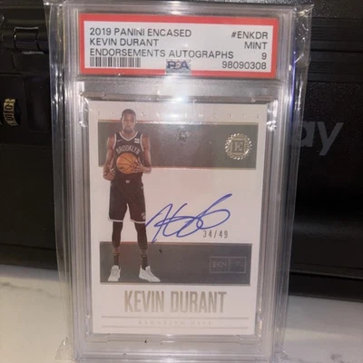 Kevin Durant 34/49 Panini 2019-20 con tarjeta endosos automáticos PSA 9 Foto 1 de 2
