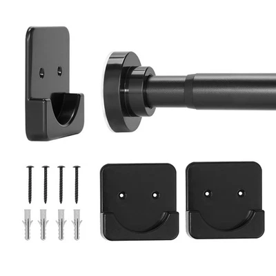 Uimoso Adjustable Tension Shower Rod 28-76 in Stainless Steel, Black Finish - Image 1 of 4