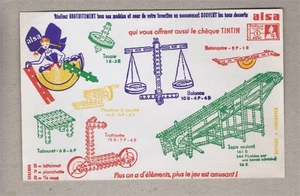 TINTIN / Hergé    Buvard ALSA    JEU  ALSASTICKS   CHEQUE TINTIN  TTBE - Picture 1 of 2