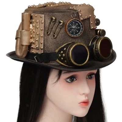 Sombrero Steampunk Top Sombrero Denim Mujeres Hombres Sombrero de Escenario para Juegos con disfraces Fiesta Rave Foto 1 de 4