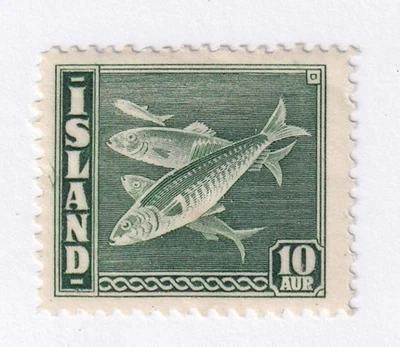 SELLOS DE MATT ESCOCIA ISLANDIA #221 ARENQUE 10 AURAR EDICIÓN 1940, MH CV$45 Foto 1 de 3