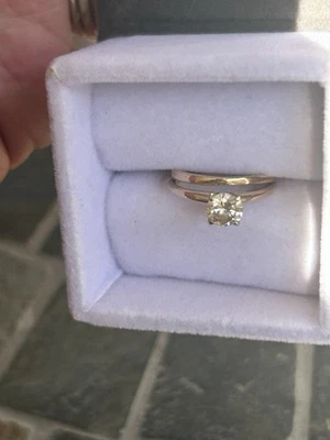 Round Cut Diamond engagement ring with matching band. Half Carat Genuine Diamond - Image 1 of 4