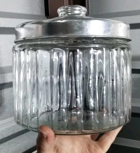 At Home America Large Glass  Pharmacy Container With Metal Lid - Picture 1 of 10