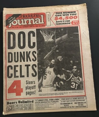 Philadelphia Journal 1980 Philadelphia 76ers NBA Playoffs Celtics Julius ERVING Foto 1 de 4