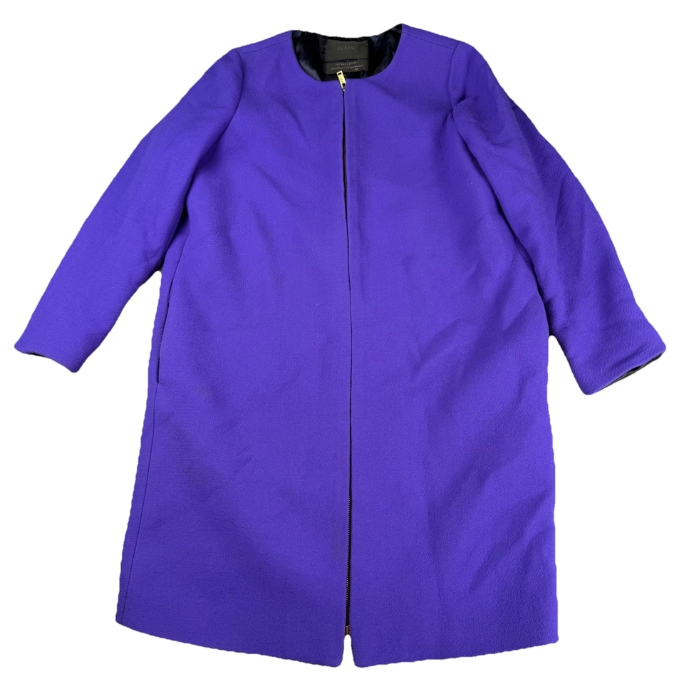 J.Crew 双布羊毛大衣 12 安静豪华 Old Money Preppy 意大利紫色 — 第 1/4 张图片