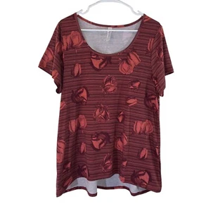 LulaRoe Multi Pattern T Shirt Plus 2XL Striped Rose Flowers Short Sleeve Purple - Picture 1 of 5