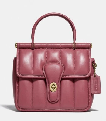 NWT $450 Coach Leather Willis Top Handle 18 With Quilting-B4/Rouge - Image 1 of 4