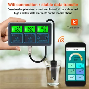 7in1 Smart Monitor Fish Tank WIFI Pool Water Quality Meter PH ORP EC PPM Tester - Picture 1 of 21
