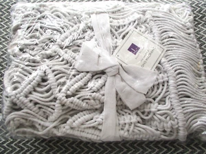 Boho Macramé Textured Cotton Valance Curtain Neutral 40 x 30 NEW - Picture 1 of 7