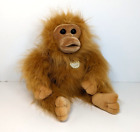 Dan Dee Orangutan Plush Flocked Plastic Face Hard Eyes Long Fur Monkey 13" Vtg