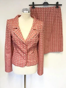 COAST RED & IVORY PRINT SPECIAL OCCASION JACKET & A LINE SKIRT SUIT SIZE 8/10 - Picture 1 of 7
