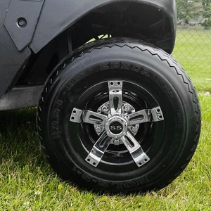 4x Chrome Black Golf Cart Hub Caps 8 Inch Wheel Covers For EZGO Club Car YAMAHA - Afbeelding 1 van 7