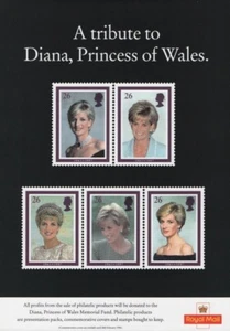 1998 DIANA PRINCESS OF WALES ROYAL MAIL STAMP POSTER PRISTINE CONDITION - Picture 1 of 1