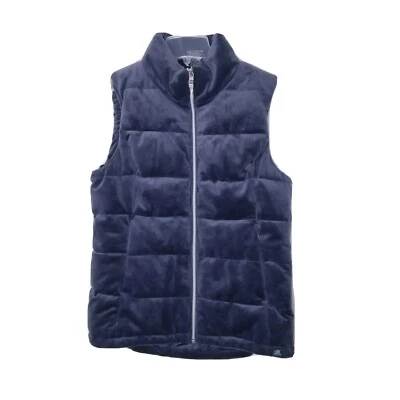 Chaleco Zeroxposur Mujer Talla Mediana Gris Puffer Acolchado Terciopelo Cremallera Completa Foto 1 de 4