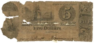 1840 Mechanics Bank of Baltimore, MD $5 State of Maryland (D59222) - Picture 1 of 2