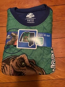 Nuevo con etiquetas L 10-12 Niños Jurassic World Park Pijama de Franela PJ Juego de Sueño Dinosaurio T-Rex - Imagen 1 de 1