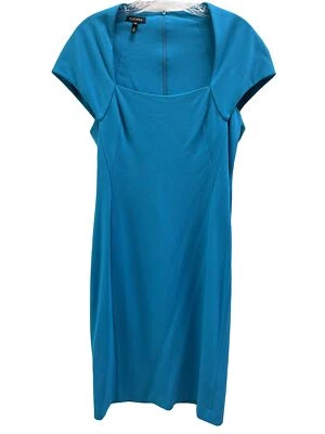 Vestido Escada Donde Azul Laguna Viscosa Tejido Cuello Cuadrado Gorra Slv Vaina Talla 38 8 M Foto 1 de 4