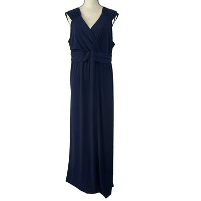 NY Collection 2X-Large Maxi A-Line Dress Sleeveless Stretch Empire Waist Blue - Image 1 of 4