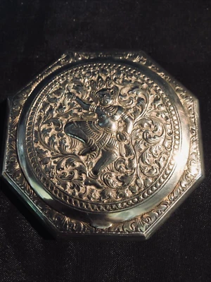 ancienne boite poudrier en argent - Photo 1/4