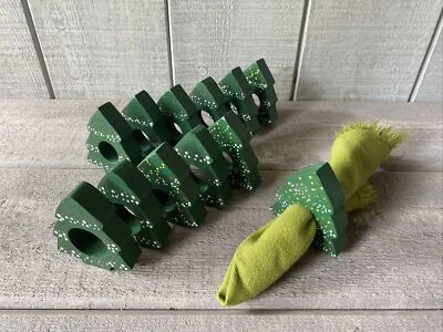 Servilleteros Pintados a Mano Madera Árboles de Navidad Juego de Vacaciones/12 Foto 1 de 4