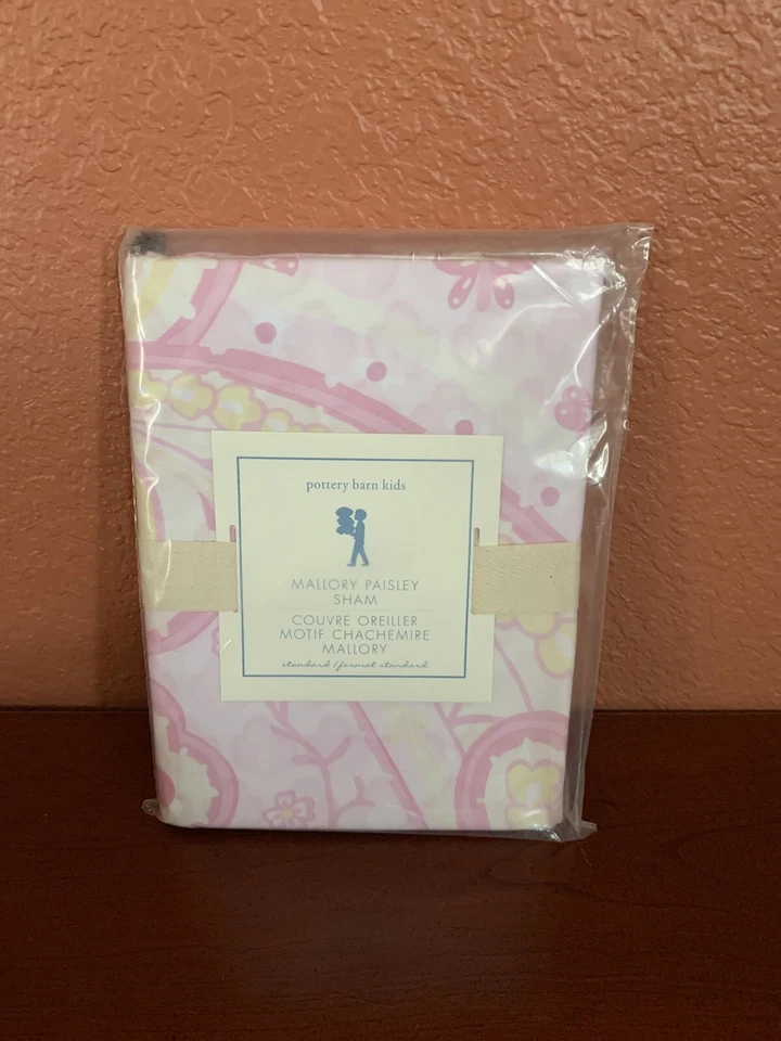 NEW Pottery Barn Kids Pink MALLORY PAISLEY Cotton Pillow Sham STANDARD 20 X 26" - Image 1 of 1