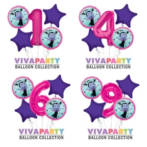 Vampirina 1-9 Birthday Balloon Bouquet 5 pcs Girls Birthday Party Hot Pink - Picture 1 of 10