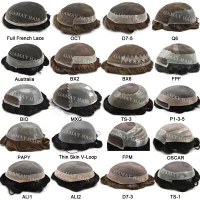 Peluca personalizada de sistemas de reemplazo de cabello humano para hombre Toupee EE. UU. Foto 1 de 4