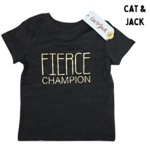 Cat & Jack T-Shirt Jungen Gr. 18M "Fierce Champion" Grafik Tee grau kurzarm - Bild 1 von 4