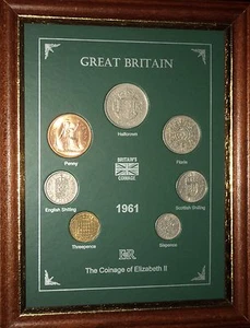 FRAMED 1961 COIN GIFT SET (RETRO 64th BIRTHDAY BIRTH YEAR / WEDDING ANNIVERSARY) - Picture 1 of 1