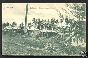 Labuan Railway Line & Bridge Borneo Malaysia ca 1910 - Bild 1 von 1