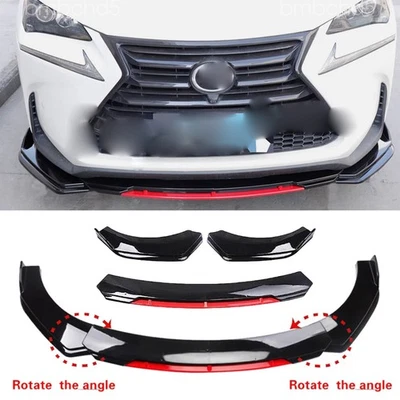 For Lexus RX350 RX350H RX450 Front Bumper Lip Spoiler Splitter Glossy Black Red - Image 1 of 4
