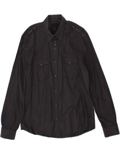 JACK & JONES Mens Shirt 2XL Black Striped Cotton CI60 - Picture 1 of 3