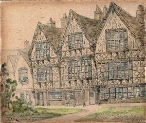 St Peter's Hospital Bristol Antique Miniature Watercolour Painting - D. Lockhart - Picture 1 of 5